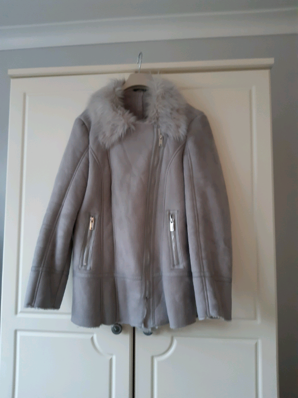grey suede fur jacket